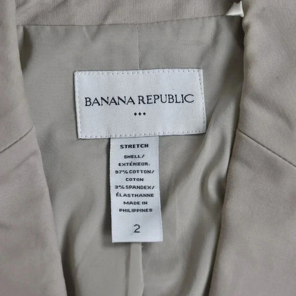 Banana Republic Factory Stretch Cotton Blazer Khaki Size 2 - Picture 4 of 6